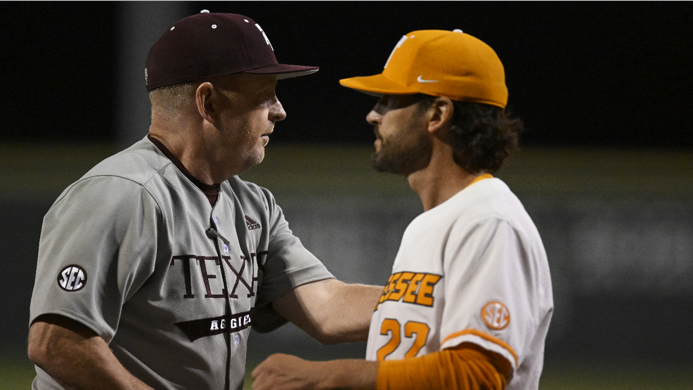 Jim Schlossnagle of Texas A&M isn’t surprised as Tennessee baseball Tony Vitello cut shot’s with…