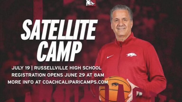 Stunning announcement as New Razorbacks HC John Calipari announces satellite camp scheduled for Russellville on July 19th.